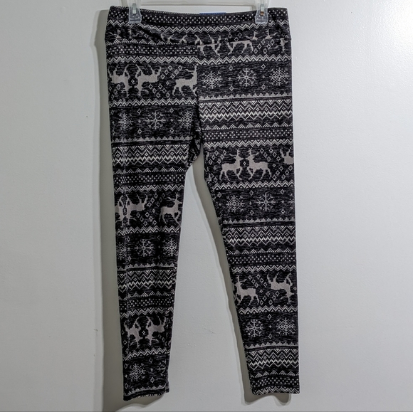 NWT Women's Christmas Snowflakes Reindeers Print Leggings, Size XXXL(21) - Picture 2 of 5